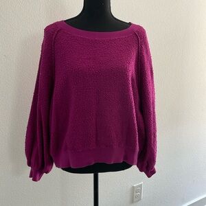 EUC Free People “Found My Friend” magenta purple-ish boucle pullover.